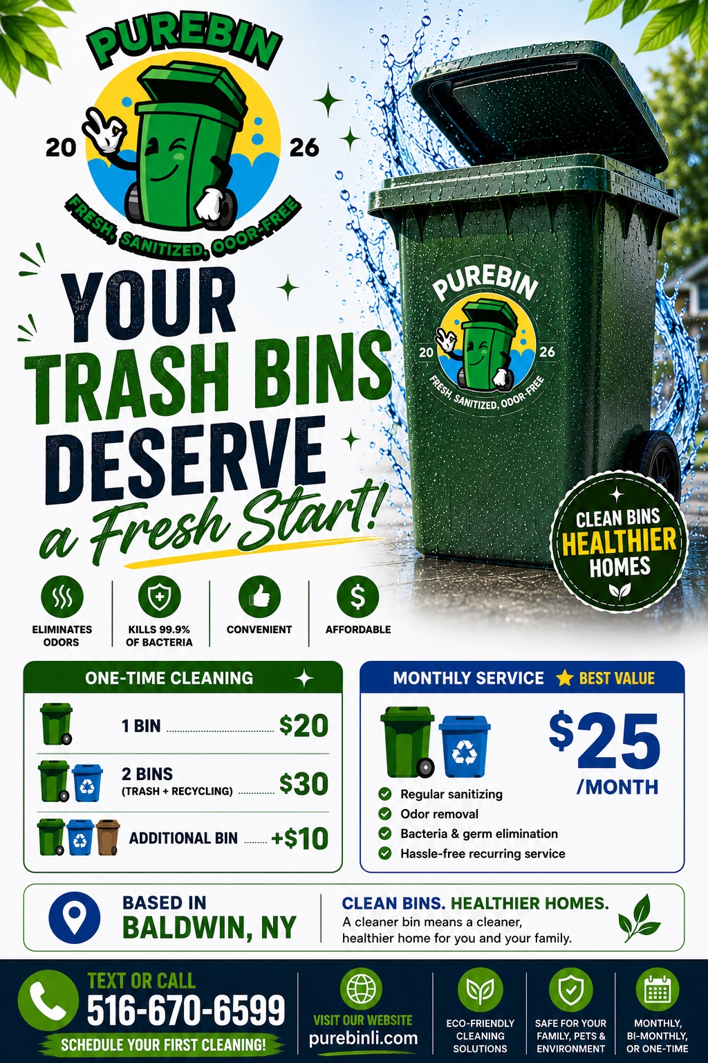 PUREBIN trash bin cleaning flyer